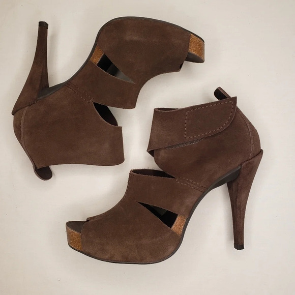 Pedro Garcia Platform Leather Peep Toe Crossover Brown (Size 40.5) - Picture 9 of 17